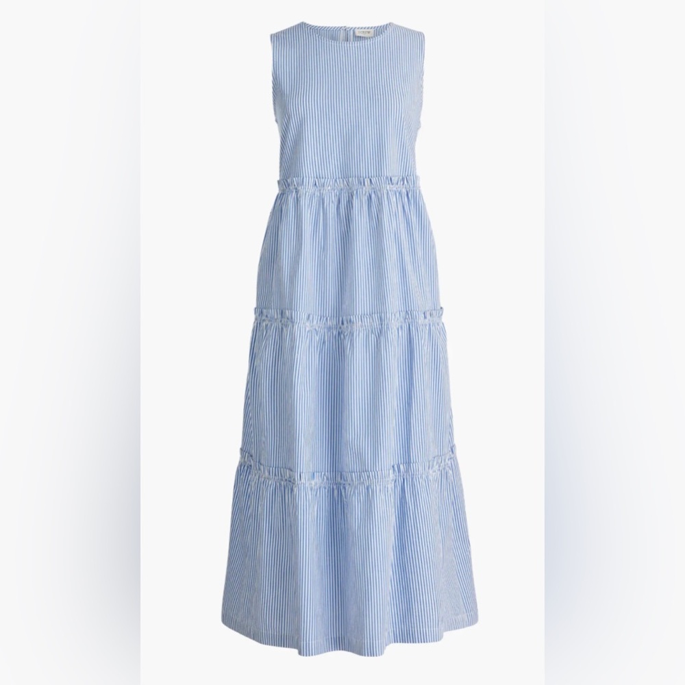 J. Crew Factory Light Blue and White Striped Midi Dress - Picture 1 of 5